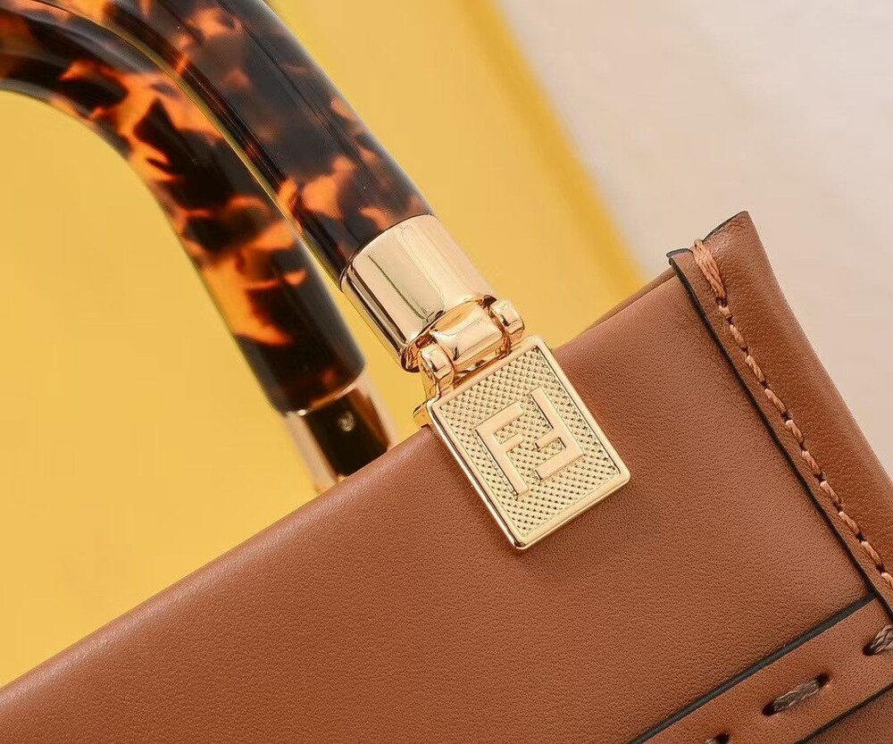 Fendi Sunshine Mini Brown Calfskin Top Handle Shopper - Picture 6 of 9